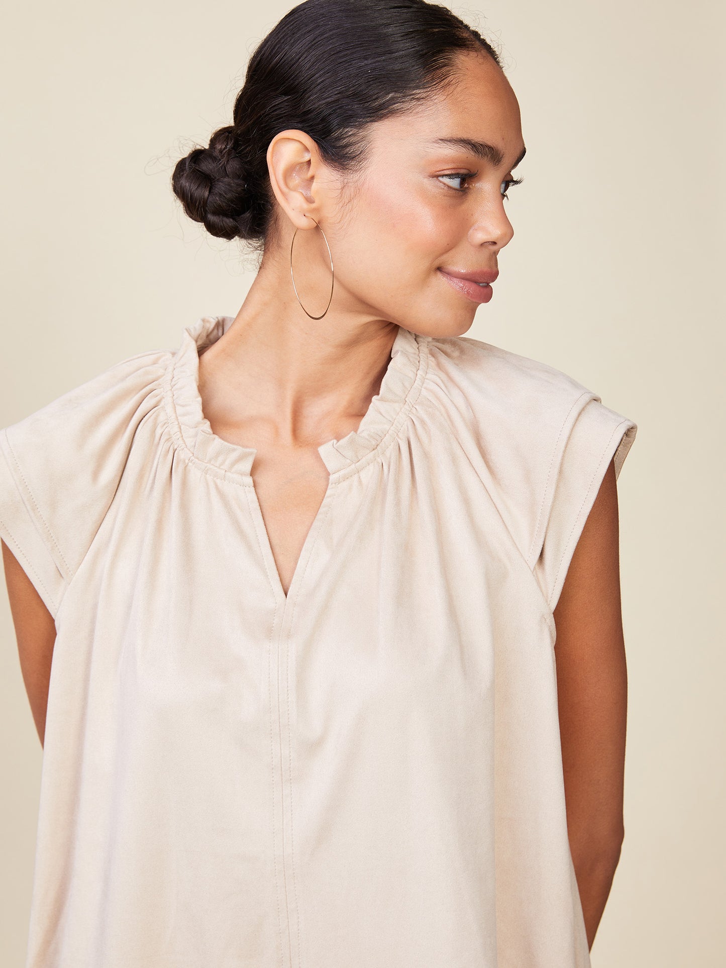 Double Sleeve Suede Dress