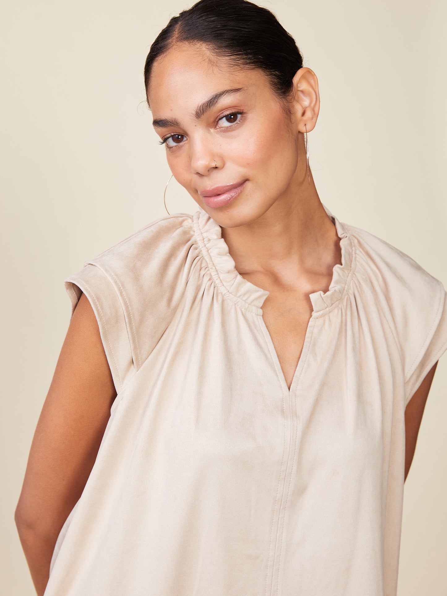 Double Sleeve Suede Dress