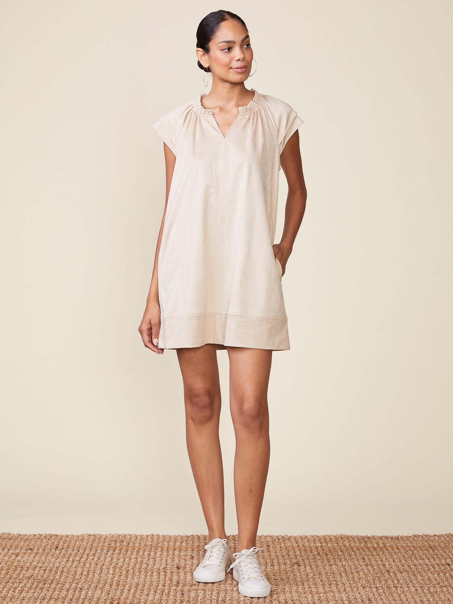 Double Sleeve Suede Dress