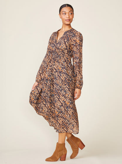 Long Sleeve Printed Midi Dress
