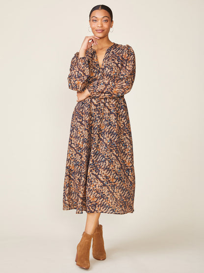 Long Sleeve Printed Midi Dress