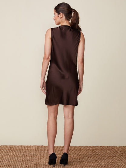 Cowl Neck Sleeveless Satin Slip Dress