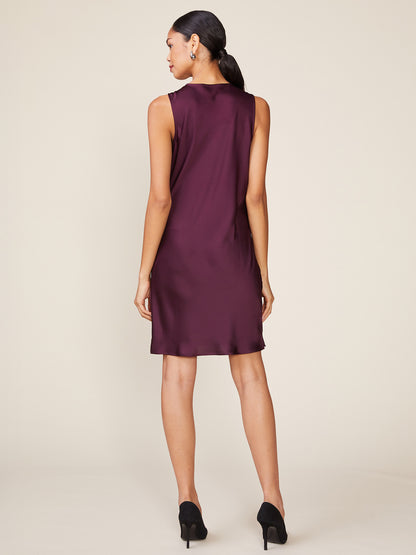 Cowl Neck Sleeveless Satin Slip Dress