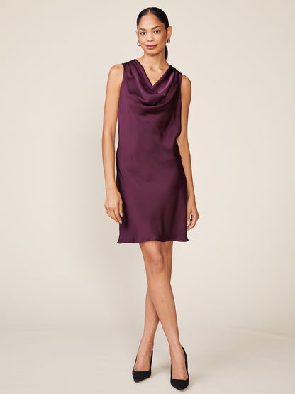Cowl Neck Sleeveless Satin Slip Dress