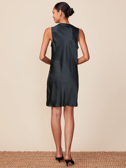 Cowl Neck Sleeveless Satin Slip Dress