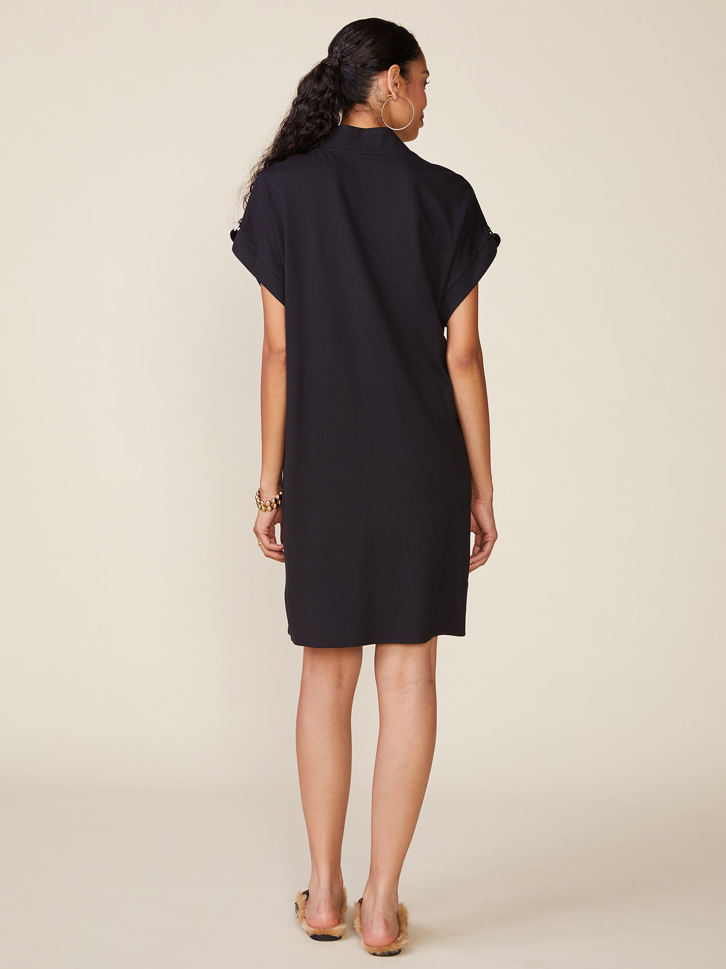 Cuffed Belted Ponte Mini Dress