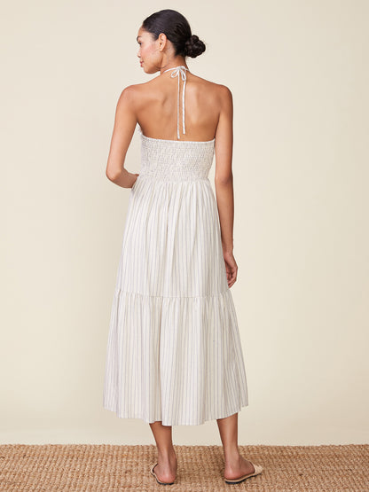 Stripe Linen Cinch Front Halter