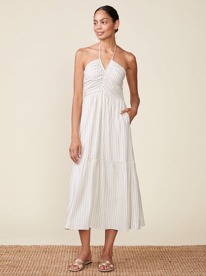 Stripe Linen Cinch Front Halter