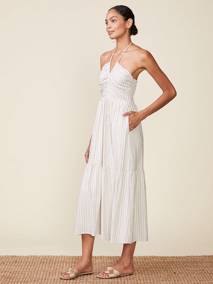 Stripe Linen Cinch Front Halter