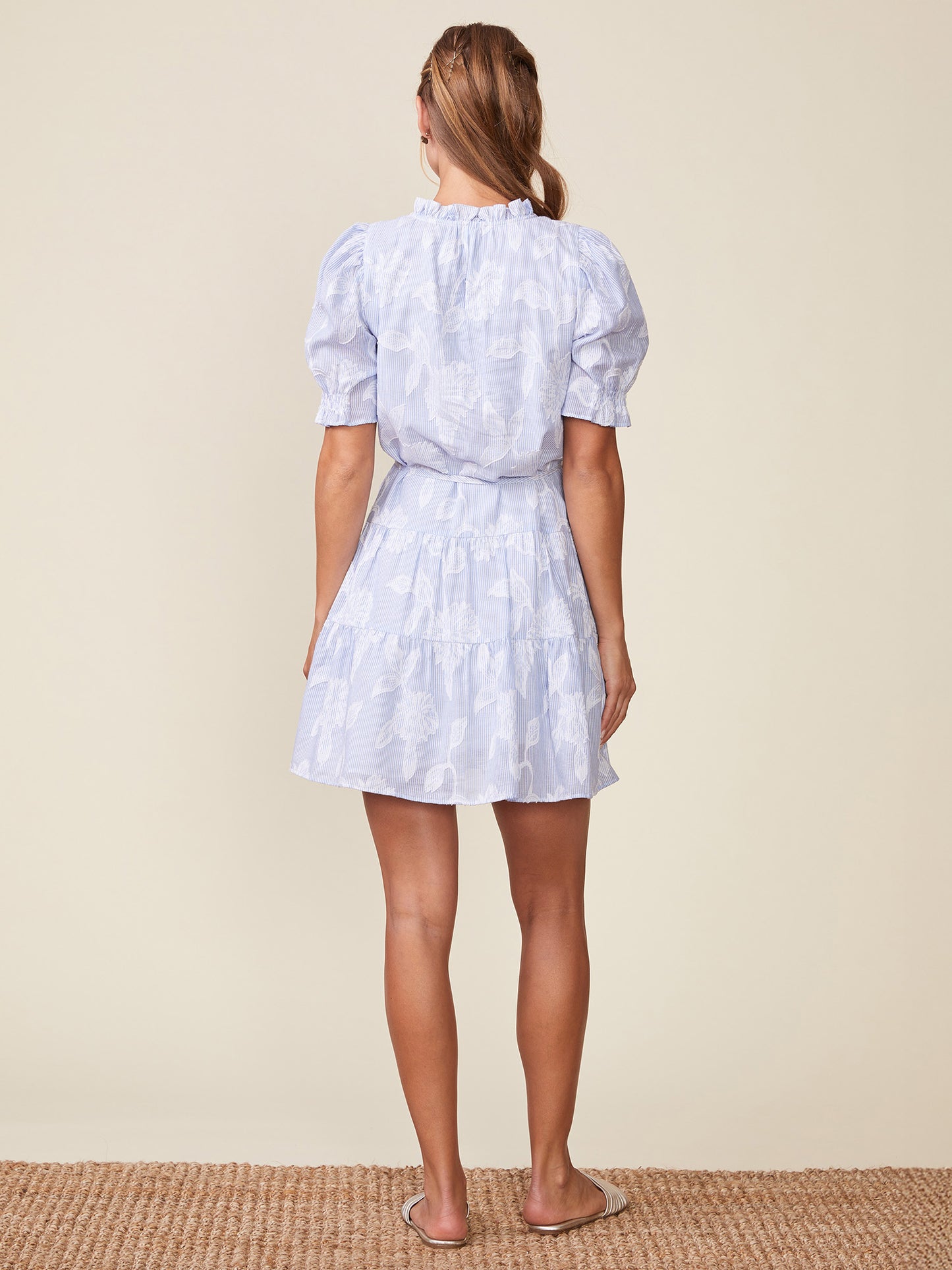 Jacquard Stripe Tiered Dress