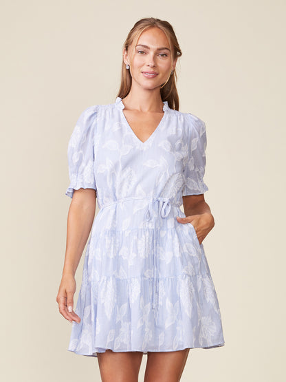 Jacquard Stripe Tiered Dress