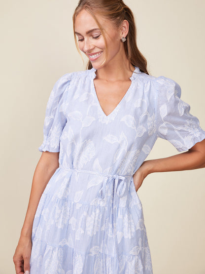 Jacquard Stripe Tiered Dress