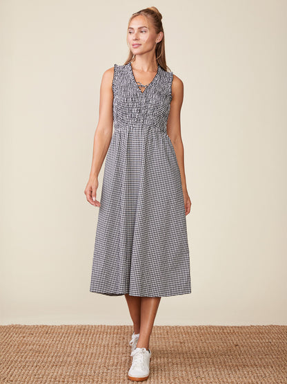 Gingham Smocked Top Midi Dress