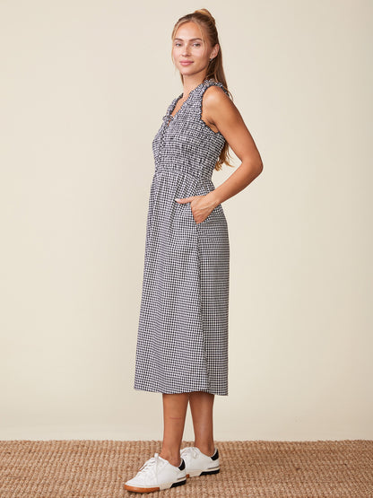 Gingham Smocked Top Midi Dress
