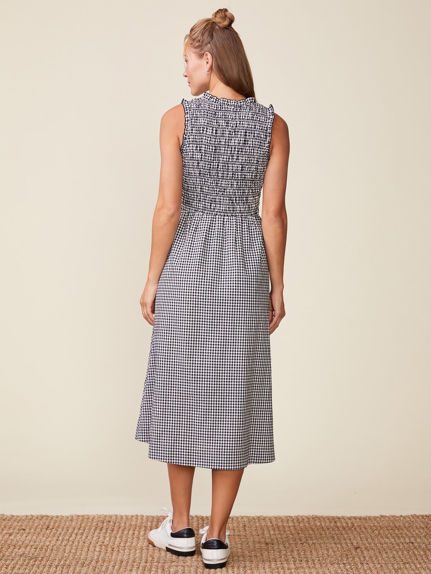 Gingham Smocked Top Midi Dress