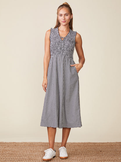 Gingham Smocked Top Midi Dress