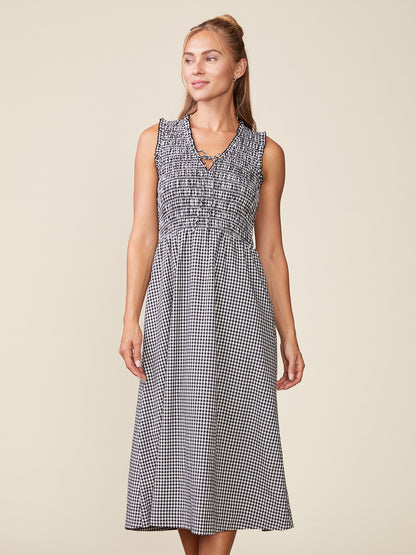 Gingham Smocked Top Midi Dress