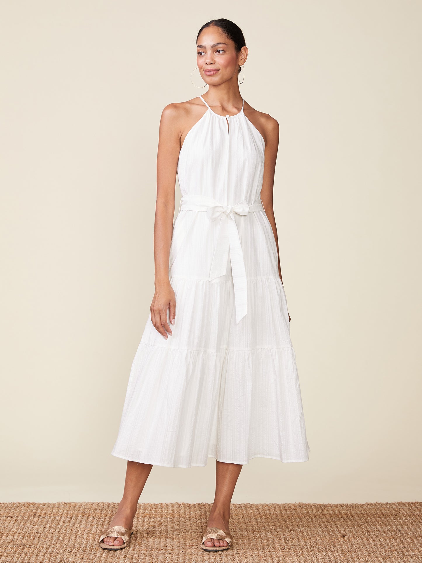 Textured Cotton Halter Dress