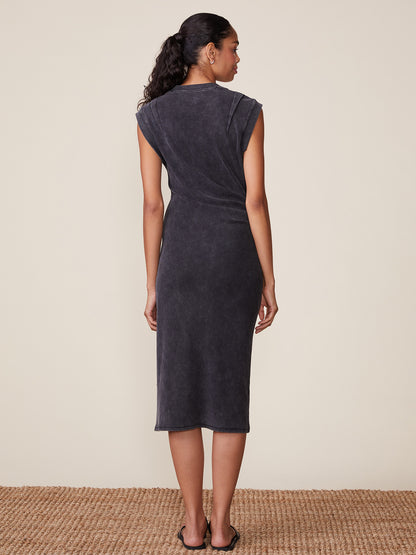 Washed Rib Pleated Midi Dress