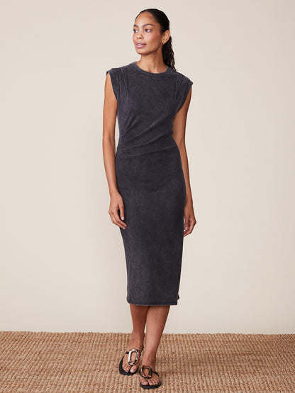 Washed Rib Pleated Midi Dress