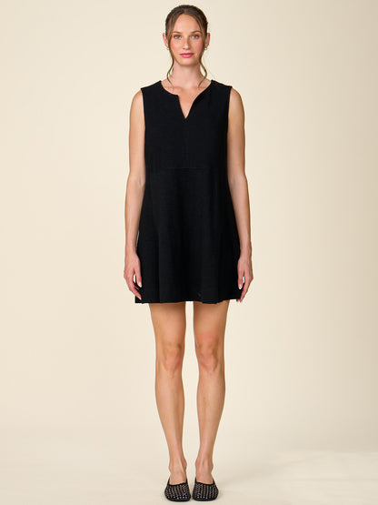 Textured Knit Dress with Front Notch