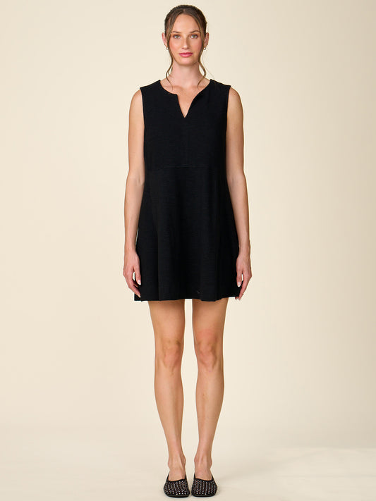 Textured Knit Dress with Front Notch