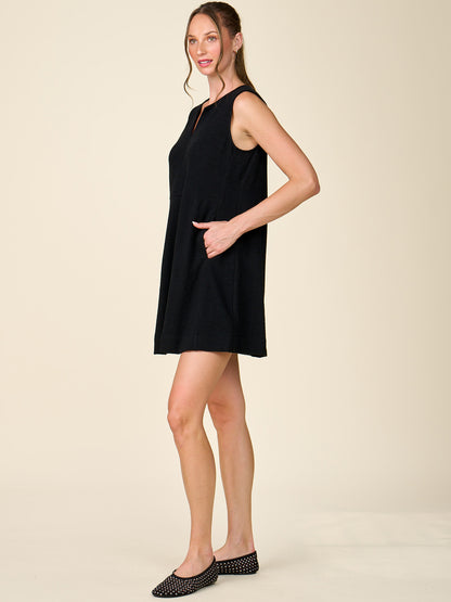 Textured Knit Dress with Front Notch