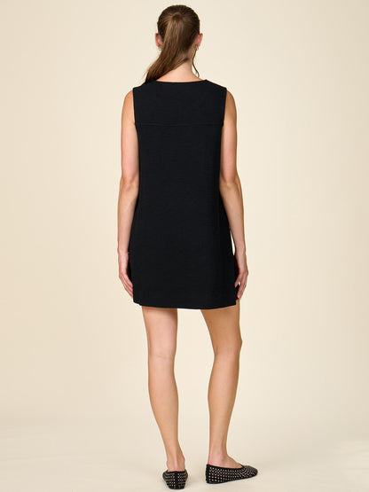 Textured Knit Dress with Front Notch