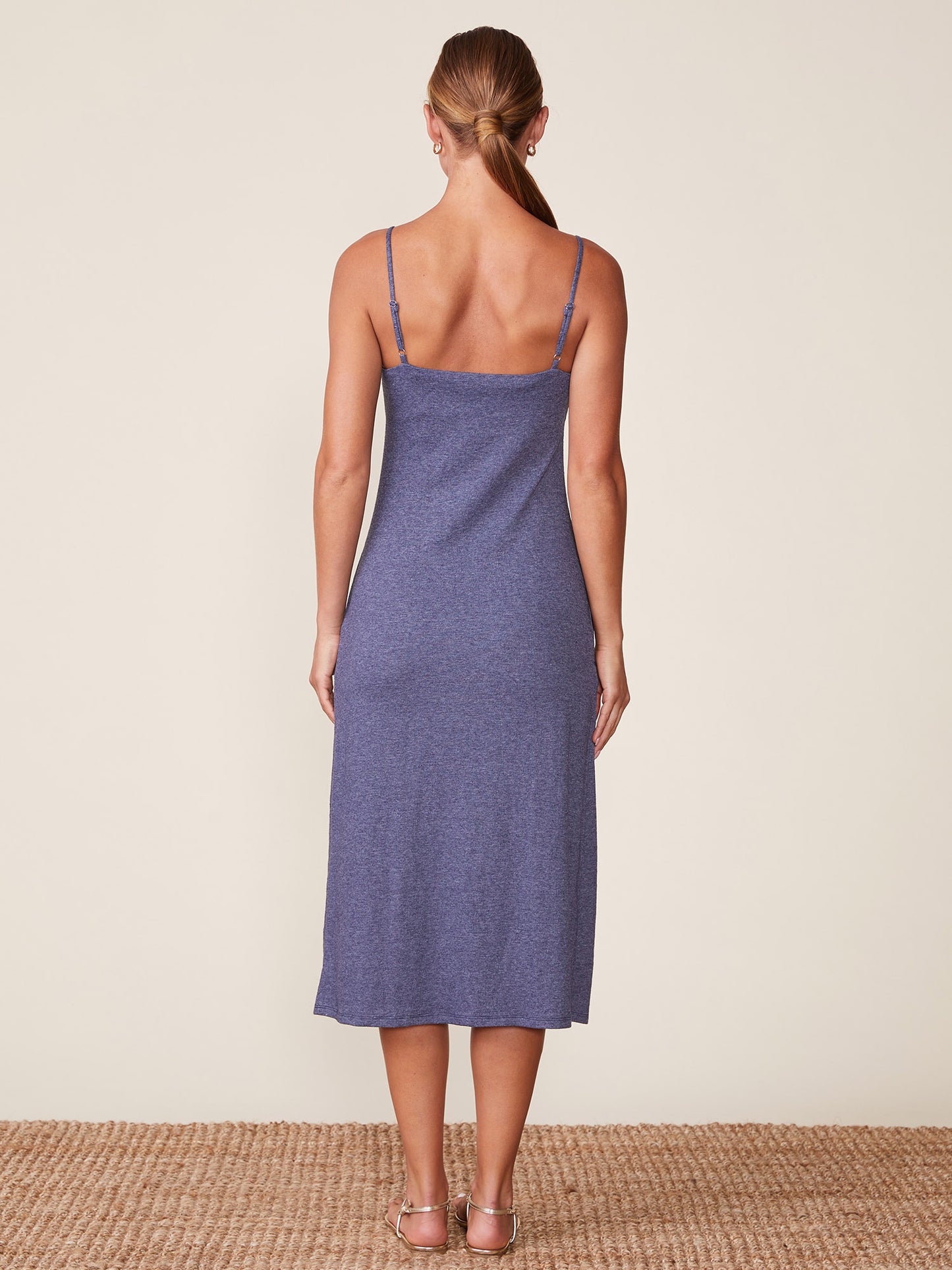Cinch Front Textured Midi Cami Dress