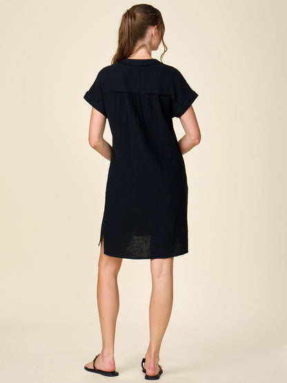 Gauze Button Front Shirt Dress