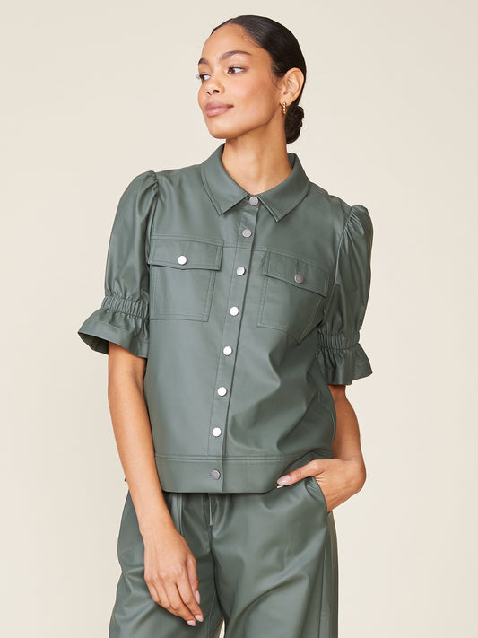 Fem Short Sleeve Vegan Leather Jacket