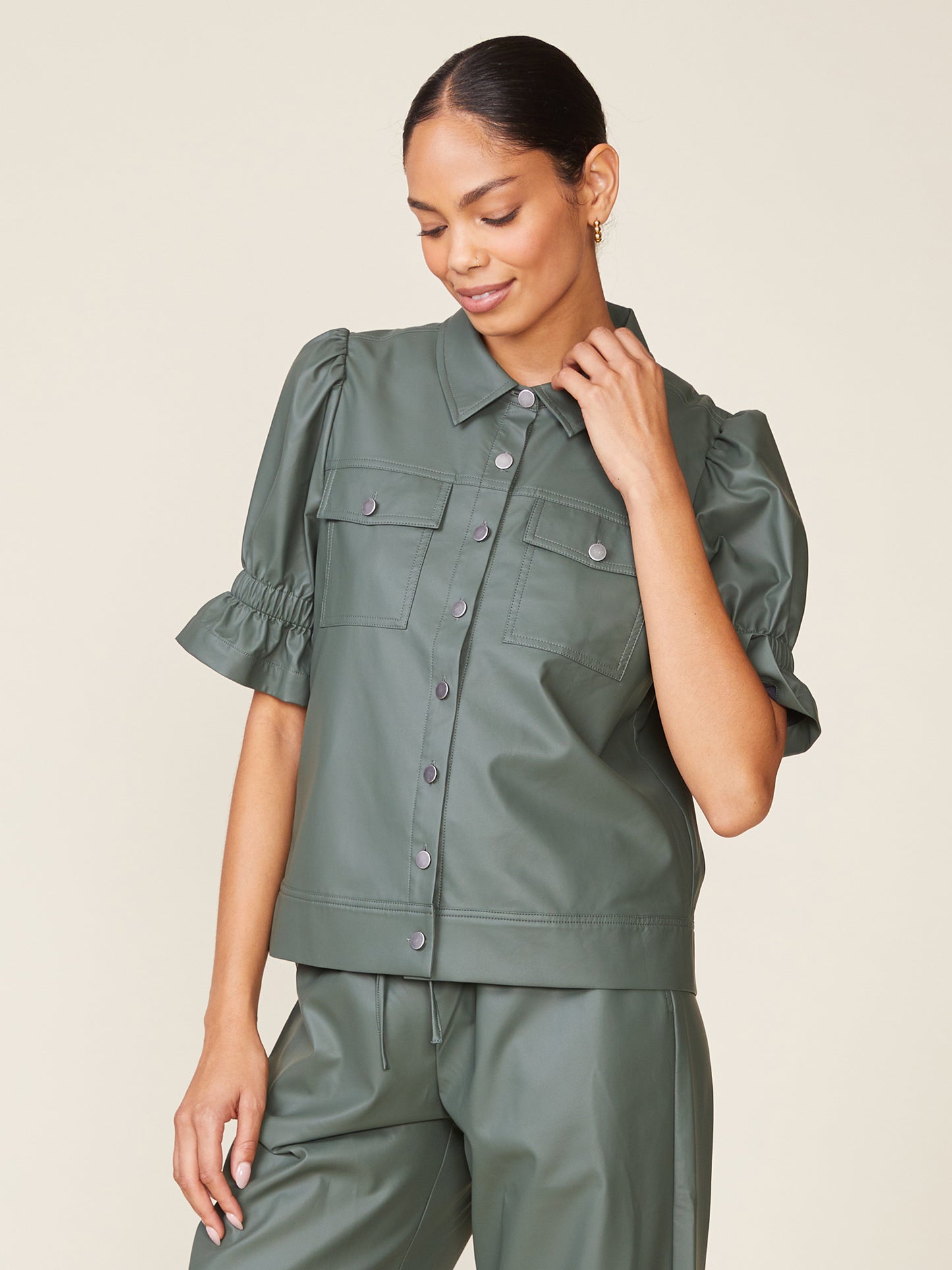 Fem Short Sleeve Vegan Leather Jacket