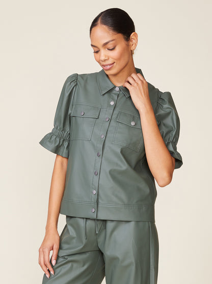 Fem Short Sleeve Vegan Leather Jacket