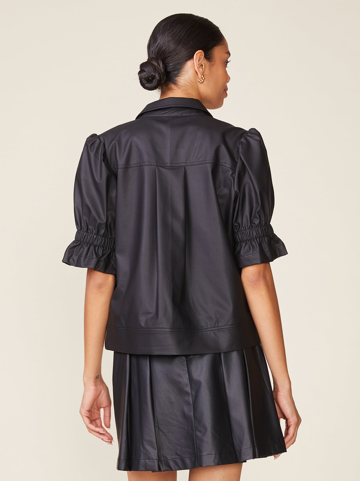 Fem Short Sleeve Vegan Leather Jacket