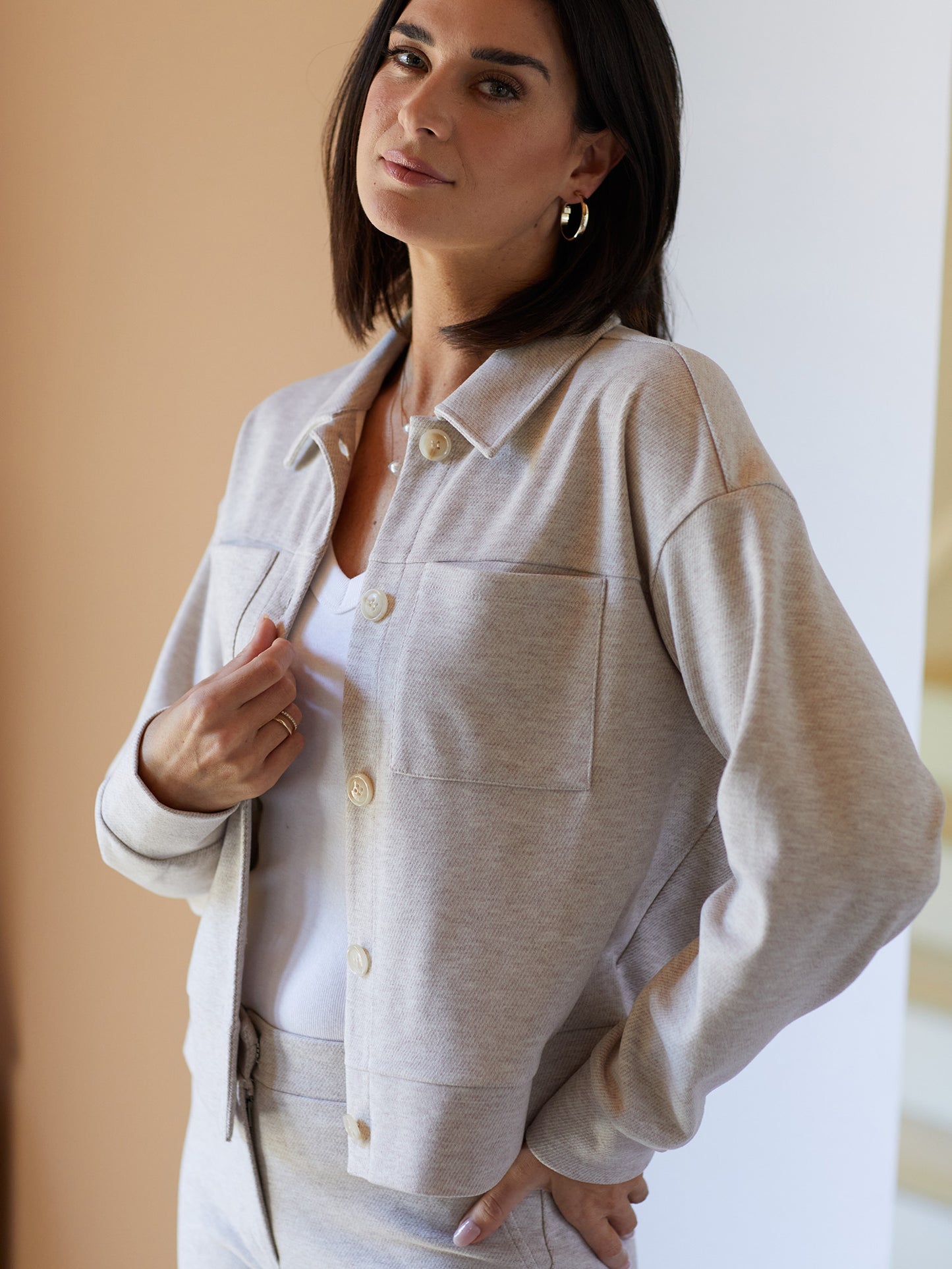 Brushed Knit Twill Jacket