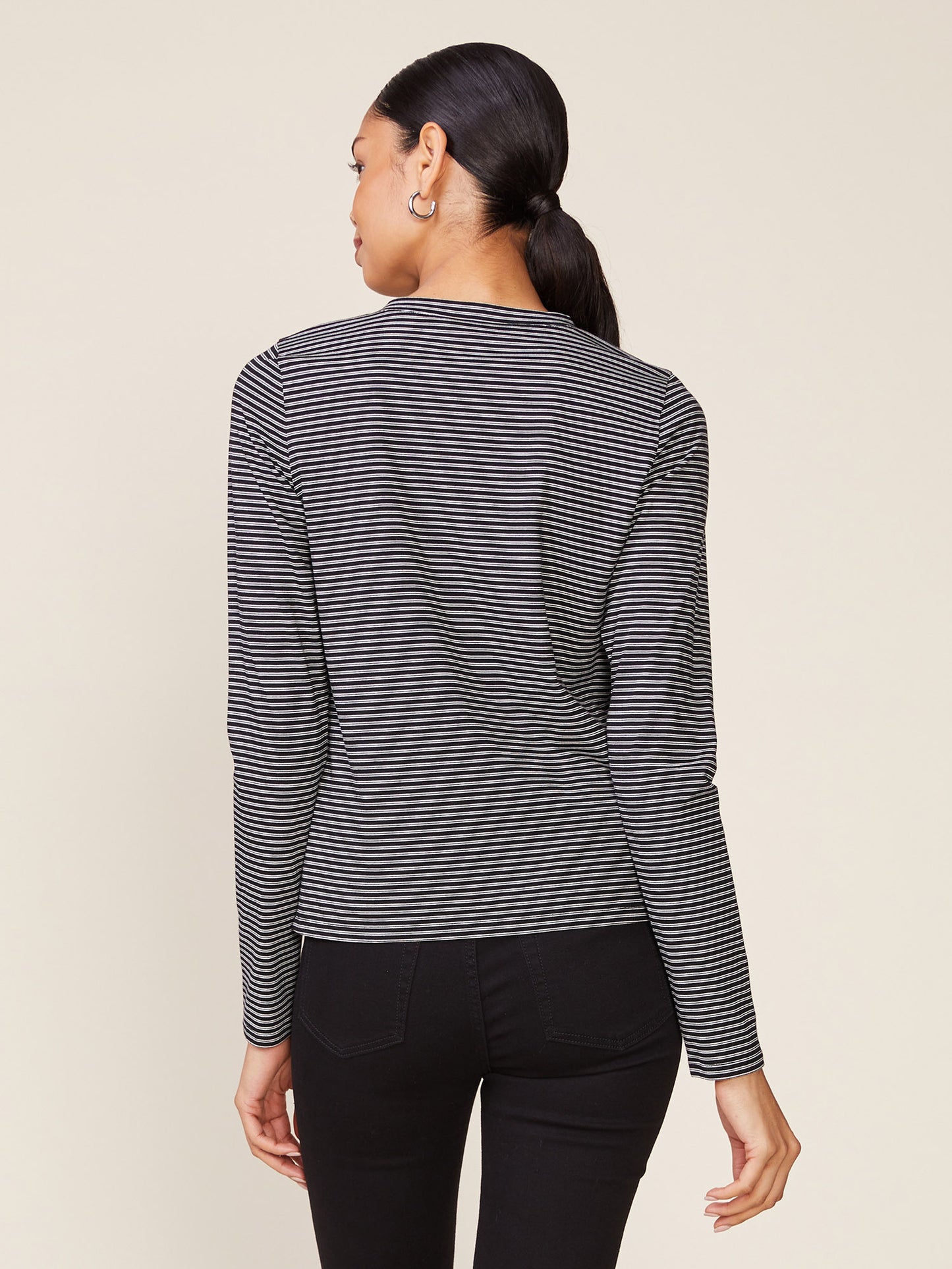 Long Sleeve Inset Brushed Stripe Tee