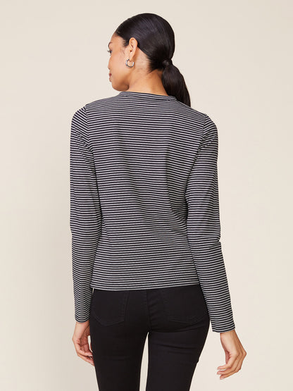 Long Sleeve Inset Brushed Stripe Tee