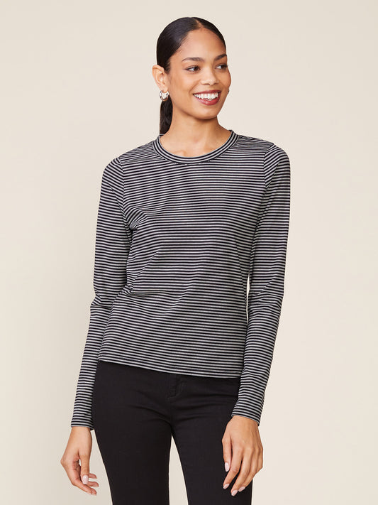 Long Sleeve Inset Brushed Stripe Tee