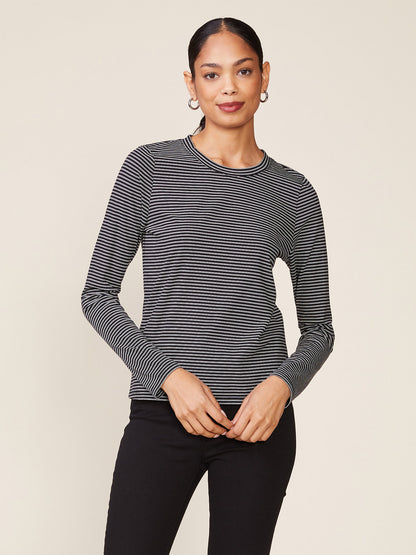 Long Sleeve Inset Brushed Stripe Tee