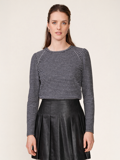 Long Sleeve Inset Brushed Stripe Tee
