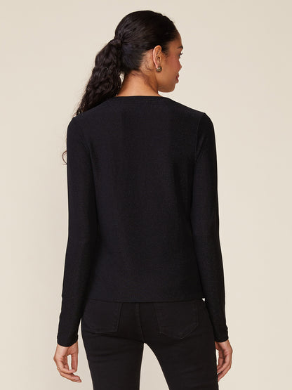 Long Sleeve Glitter Fitted Tee