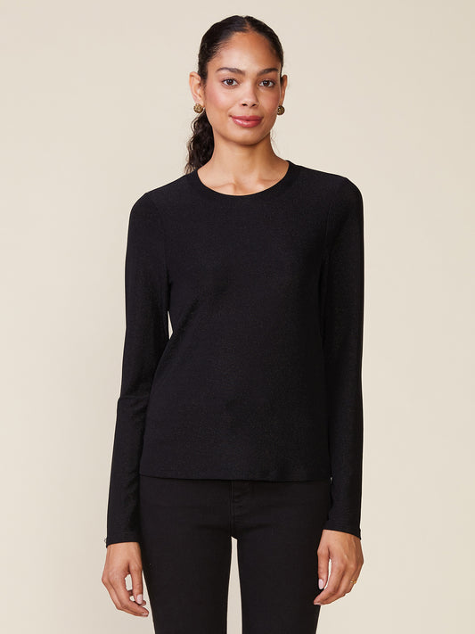 Long Sleeve Glitter Fitted Tee