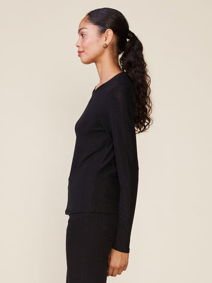 Long Sleeve Glitter Fitted Tee