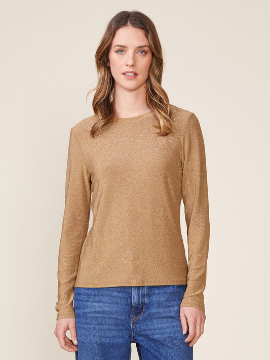 Long Sleeve Glitter Fitted Tee