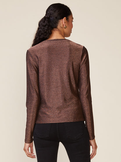 Long Sleeve Glitter Fitted Tee