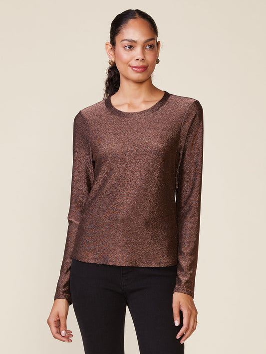 Long Sleeve Glitter Fitted Tee
