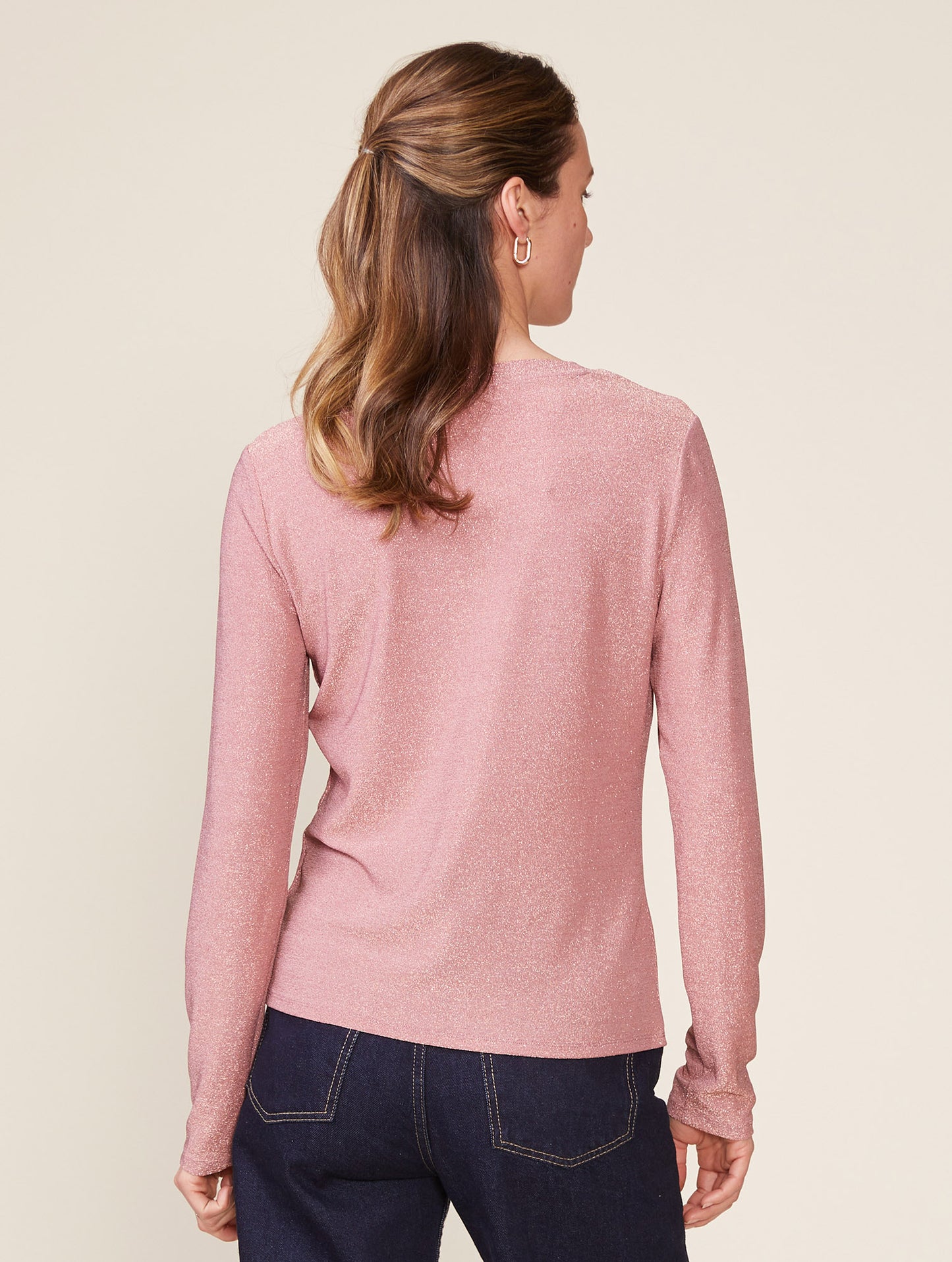 Long Sleeve Glitter Fitted Tee