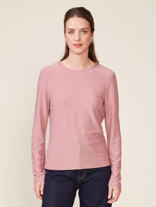 Long Sleeve Glitter Fitted Tee