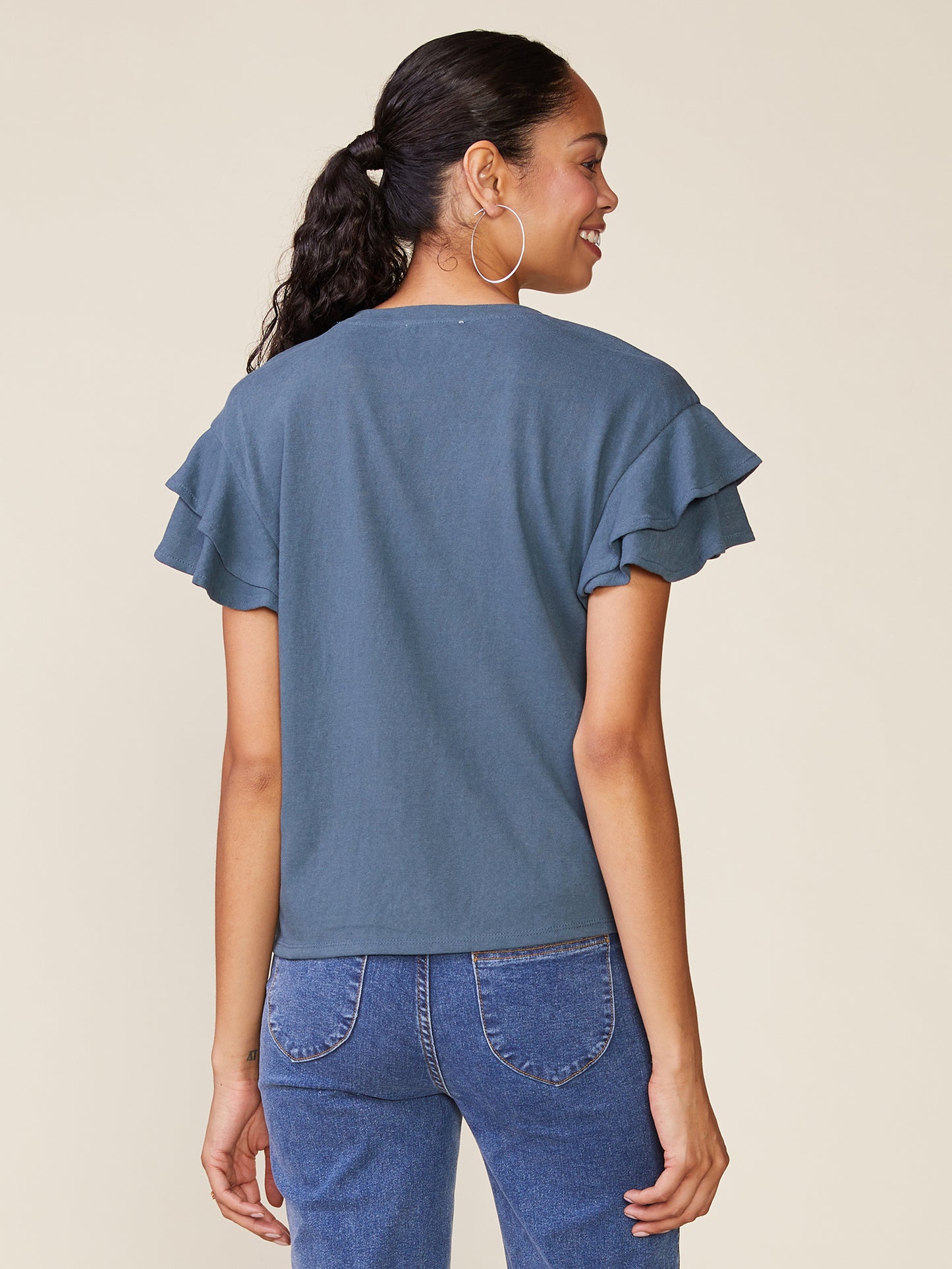Sunny Day Linen Like Ruffle Tee