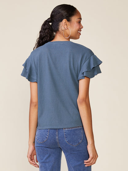 Sunny Day Linen Like Ruffle Tee